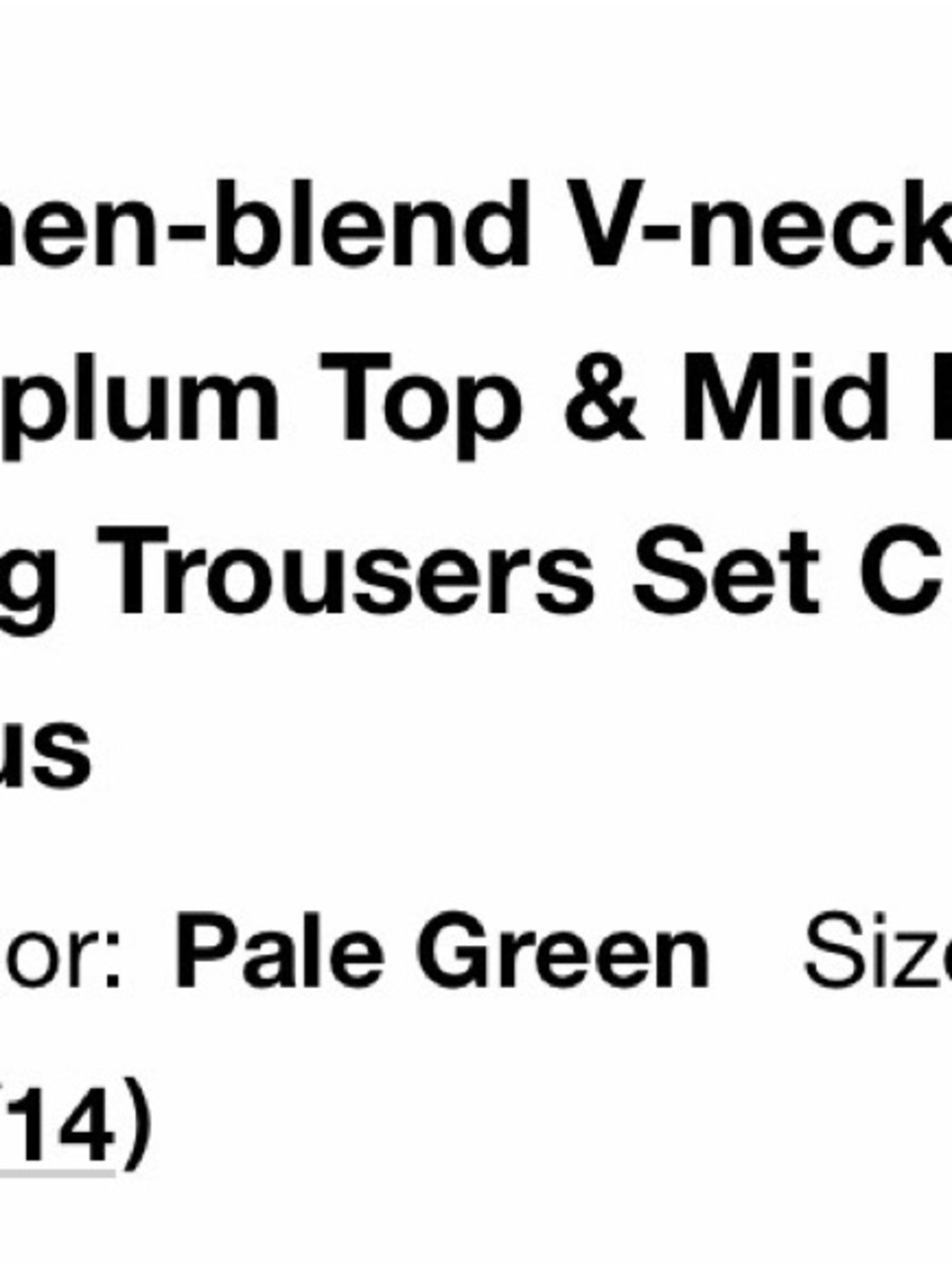 NWT ciderLight Green Linen Blend Two-Piece Set - Sleeveless Top & Wide-Leg Pants - Picture 6 of 7